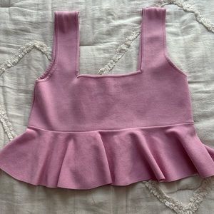 zara pink babydoll crop top